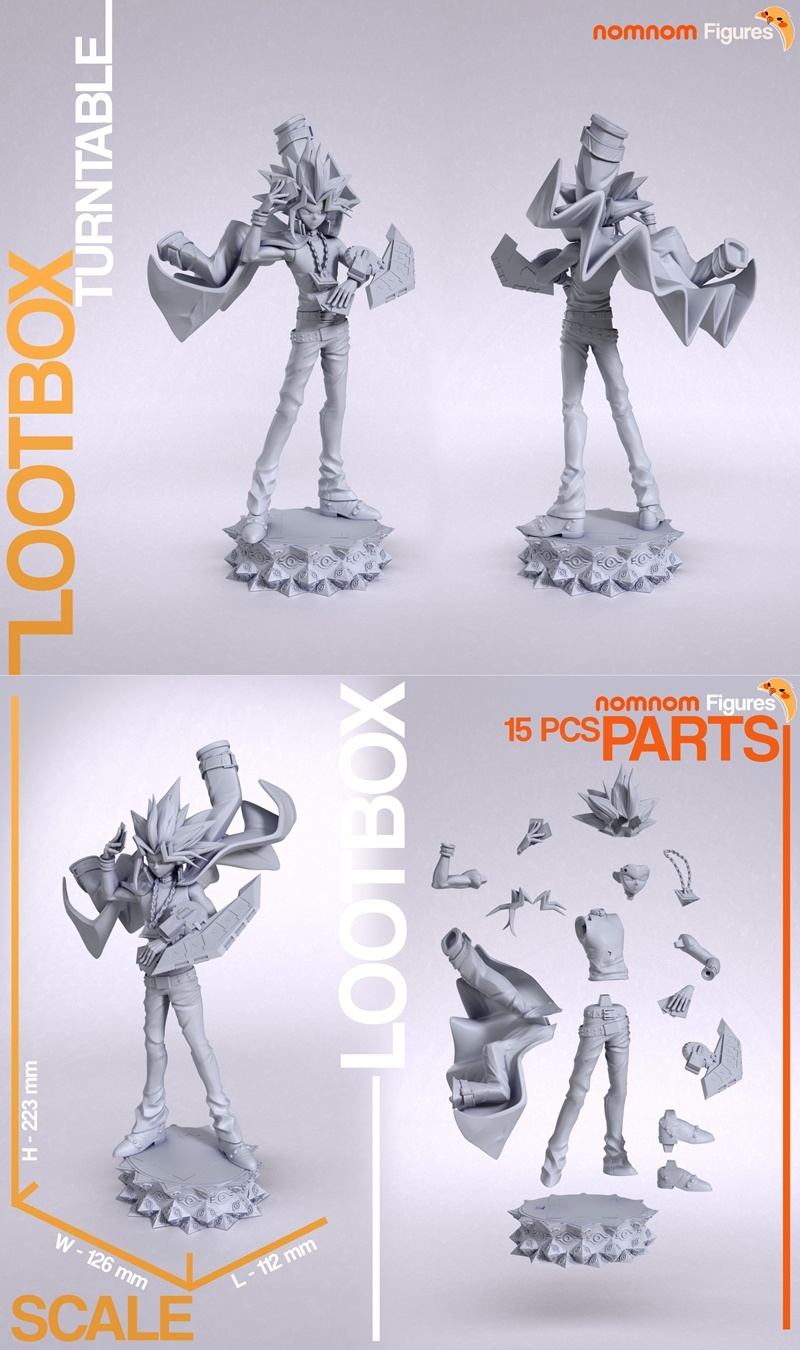 Yu-Gi-Oh！Yugi Muto 3D打印模型|Nomnom Figures – Yugi Muto – Yu-gi-oh – 3D Print Model STL