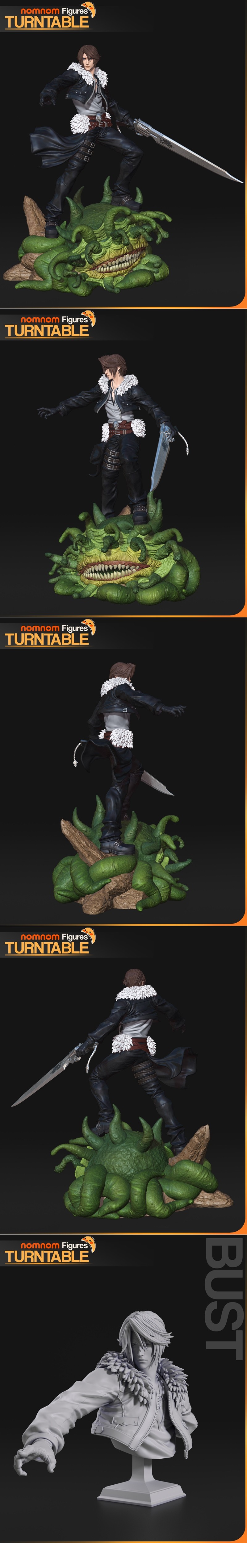 Final Fantasy VIII 雷欧哈特 3D打印模型|Nomnom Figures – Squall Leonhart – Final Fantasy VIII – 3D Print Model STL