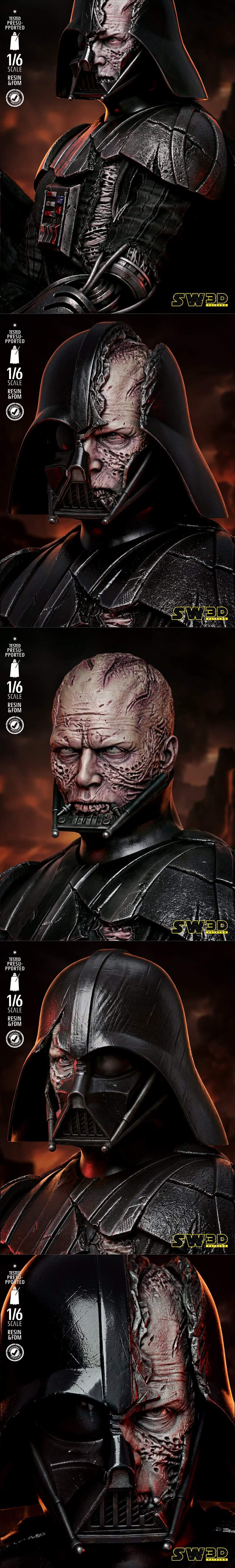 SW3D-帝国战衣损伤雕塑-泰坦之影3D打印模型|SW3D – Darth Vader Batle Damage Sculpture – 3D Print Model STL