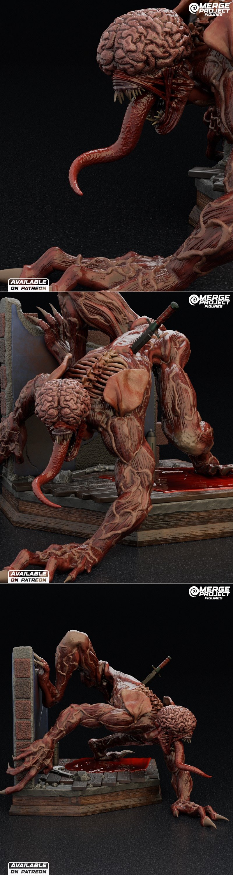 融合项目模型 - 生存恐惧 - 李克 - 3D打印雕塑|Merge Project Figures – Licker – Resident Evil – 3D Print Model STL