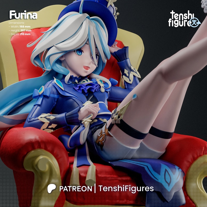 原神-傅里纳-3D打印模型|Tenshi Figures – Furina de Fontaine – Genshin Impact – 3D Print Model