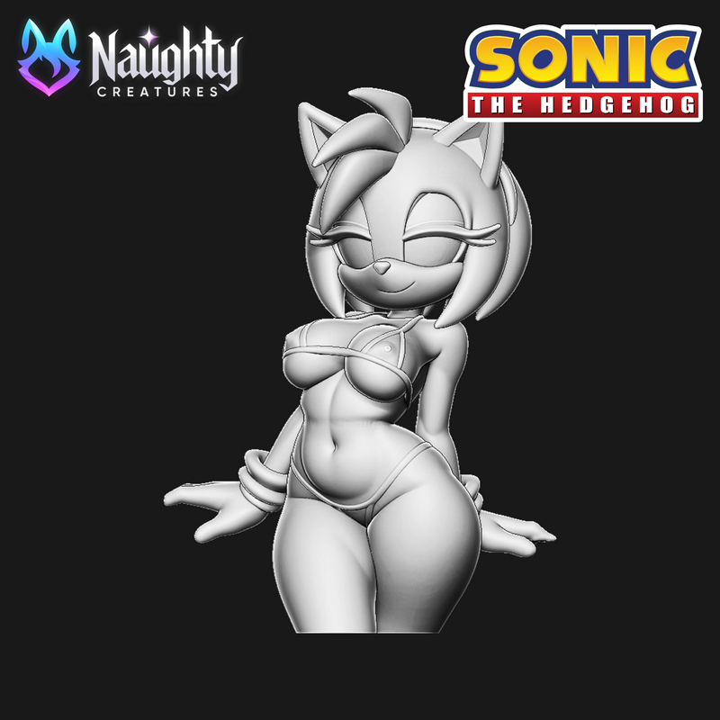 3D打印模型：Sonic系列角色Furry Amy Rose bikini造型|Naughty Creatures – Furry Amy Rose (Sonic) – Massive Tits in Bikini NSFW – 3D Print Model