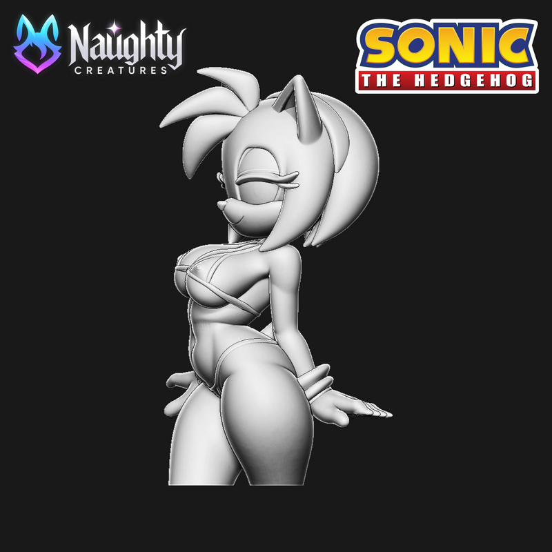 3D打印模型：Sonic系列角色Furry Amy Rose bikini造型|Naughty Creatures – Furry Amy Rose (Sonic) – Massive Tits in Bikini NSFW – 3D Print Model