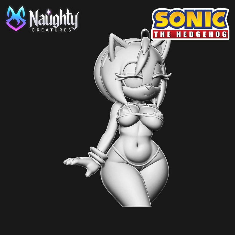 3D打印模型：Sonic系列角色Furry Amy Rose bikini造型|Naughty Creatures – Furry Amy Rose (Sonic) – Massive Tits in Bikini NSFW – 3D Print Model