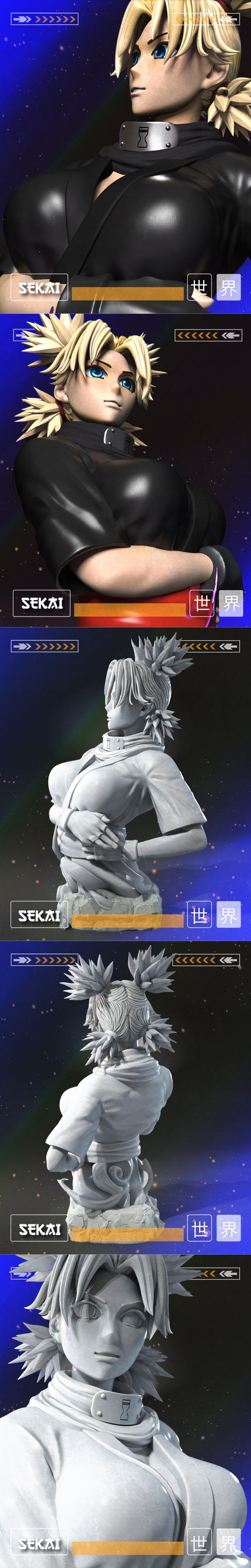 赛博·折纸少女 3D打印模型|Sekai – Temari Bust – 3D Print Model STL