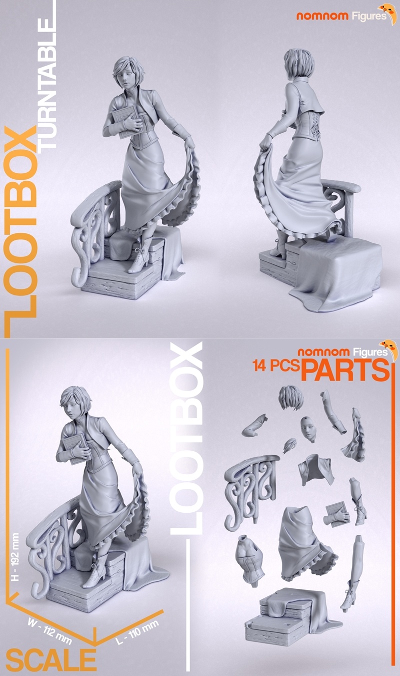 诺姆人模型——生物无限——伊丽莎白 3D打印雕塑|Nomnom Figures – Elizabeth – Bioshock Infinite – 3D Print Model STL