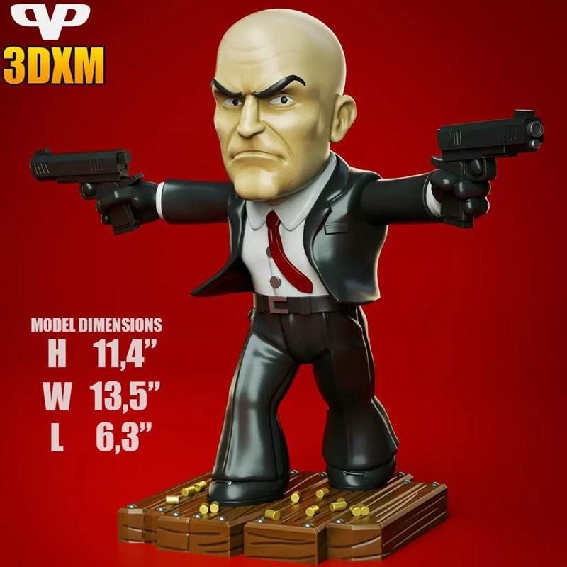 3DXM - 动作游戏角色47迷你模型3D打印版|3DXM – Agent 47 Hitman Chibi – 3D Print Model STL