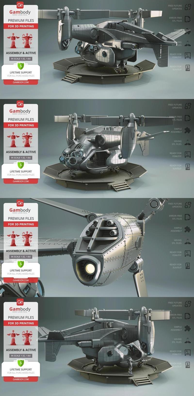 Gambody出品的Vertibird 3D打印模型|Gambody – Vertibird – 3D Print Model STL