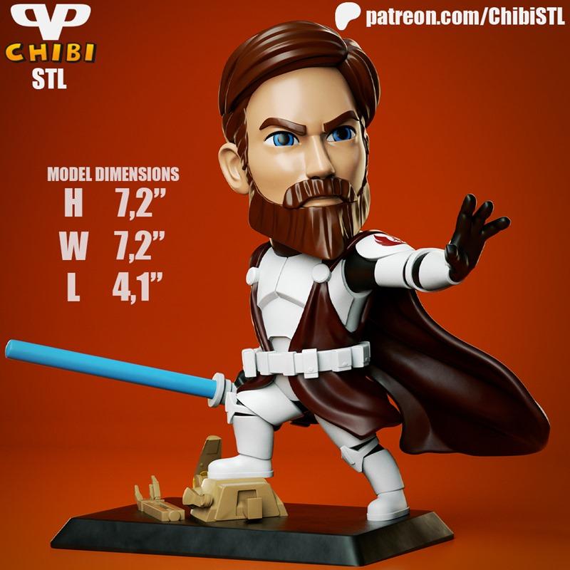 3DXM-一般肯obi萌系模型-3D打印雕塑|3DXM – General Kenobi Chibi – 3D Print Model STL