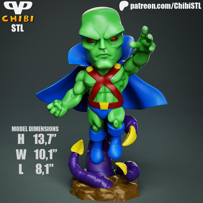 3DXM - 火星人猎手Chibi - 3D打印模型|3DXM – Martian Manhunter Chibi – 3D Print Model STL