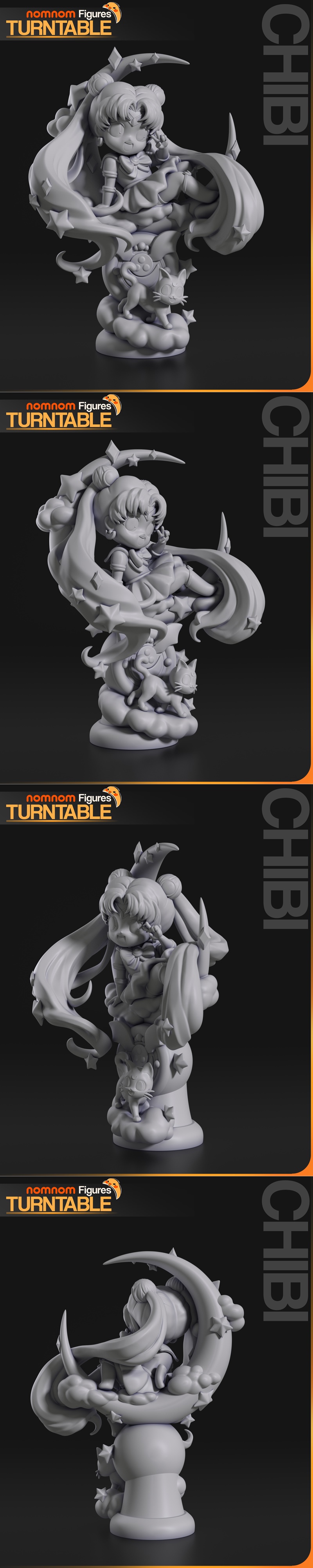 3D打印模型：可爱小精灵少女 Sailor Moon|Nomnom Figures – Chibi Sailor Moon – 3D Print Model STL