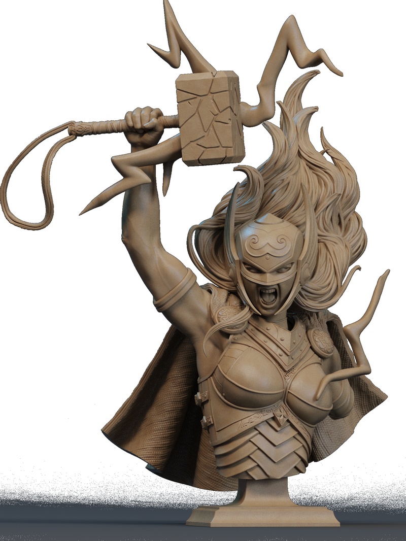 雷神雕像3D打印模型|Lady Thor Bust – 3D Print Model
