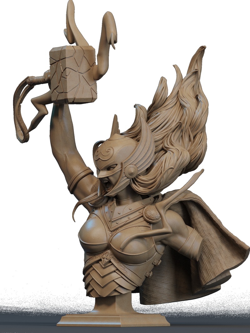 雷神雕像3D打印模型|Lady Thor Bust – 3D Print Model