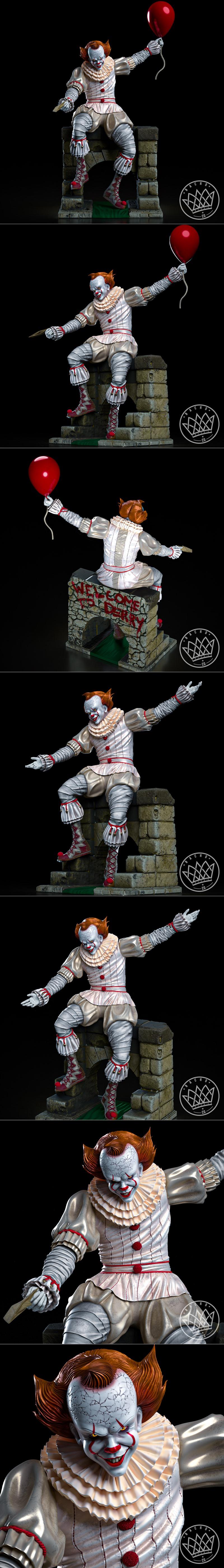 IT电影中的Pennywise 3D打印模型|Pennywise from IT Statue – 3D Print Model STL