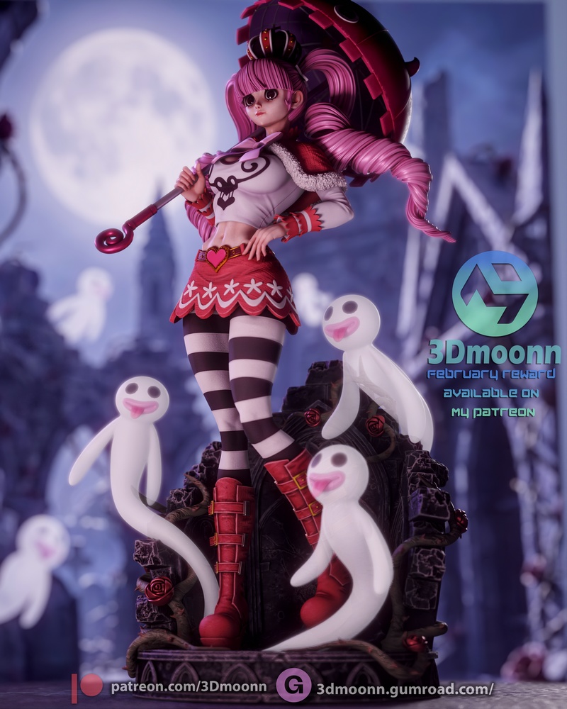 3D打印模型：One Piece佩罗娜角色造型|3Dmoonn – One Piece – Perona – 3D Print Model