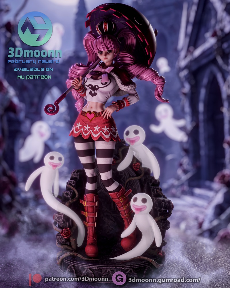 3D打印模型：One Piece佩罗娜角色造型|3Dmoonn – One Piece – Perona – 3D Print Model