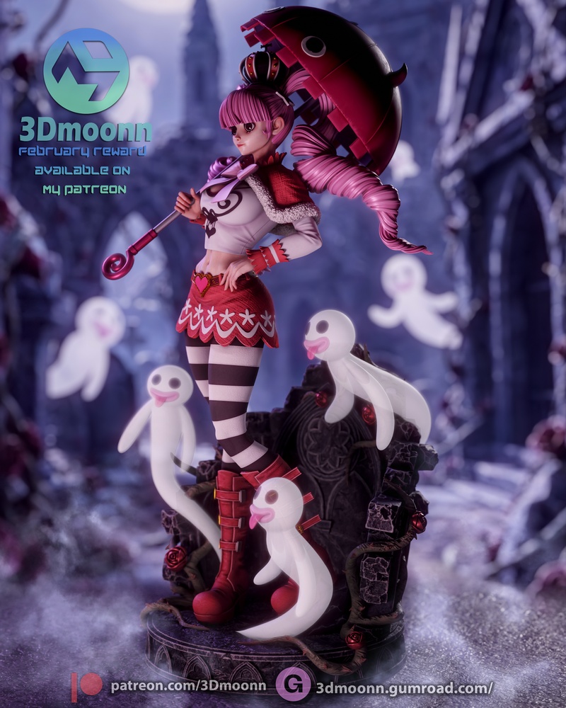 3D打印模型：One Piece佩罗娜角色造型|3Dmoonn – One Piece – Perona – 3D Print Model