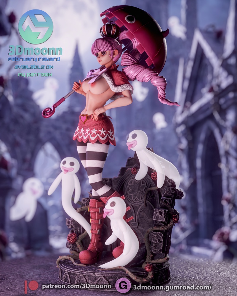 3D打印模型：One Piece佩罗娜角色造型|3Dmoonn – One Piece – Perona – 3D Print Model