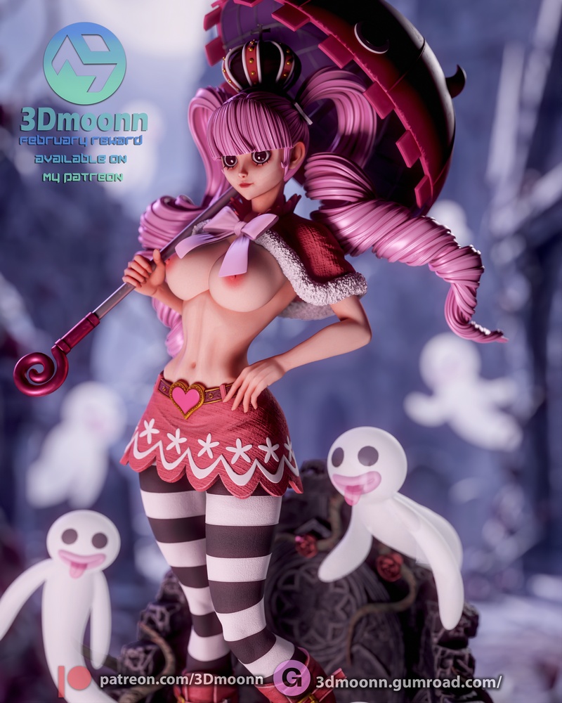 3D打印模型：One Piece佩罗娜角色造型|3Dmoonn – One Piece – Perona – 3D Print Model