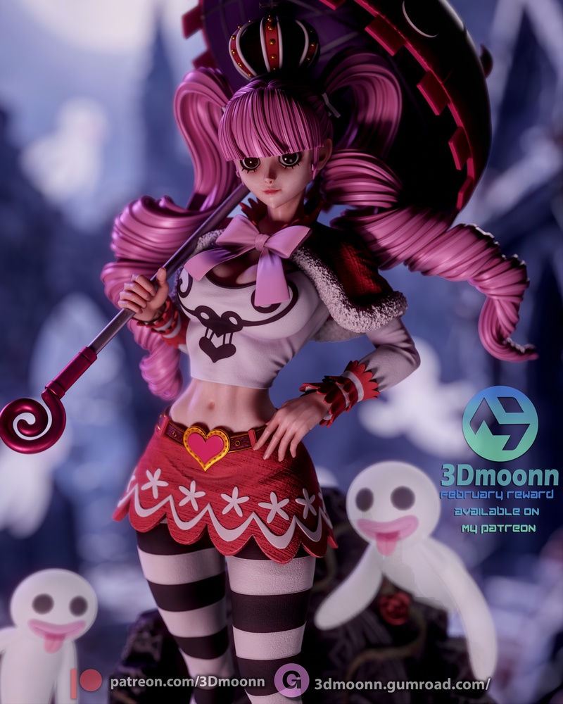 3D打印模型：One Piece佩罗娜角色造型|3Dmoonn – One Piece – Perona – 3D Print Model