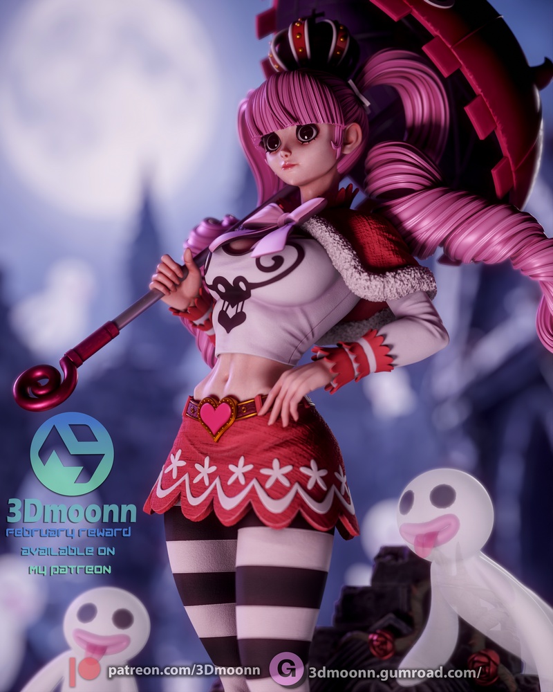 3D打印模型：One Piece佩罗娜角色造型|3Dmoonn – One Piece – Perona – 3D Print Model