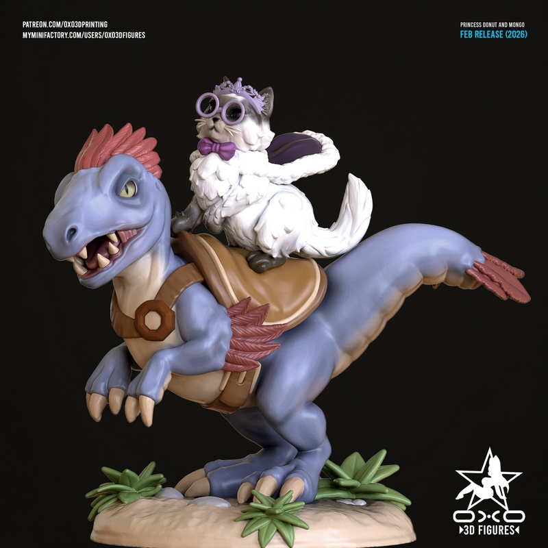 OXO3D公主甜甜圈与Mongo 3D打印模型|OXO3D Figures – Princess Donut and Mongo – 3D Print Model