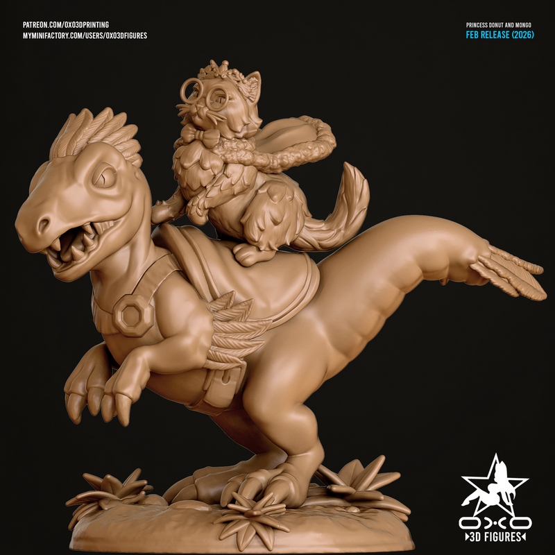 OXO3D公主甜甜圈与Mongo 3D打印模型|OXO3D Figures – Princess Donut and Mongo – 3D Print Model
