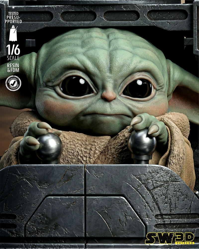 SW3D - 伊戈-格鲁吉3D打印模型|SW3D – IG-12 and Grogu Sculpture – 3D Print Model