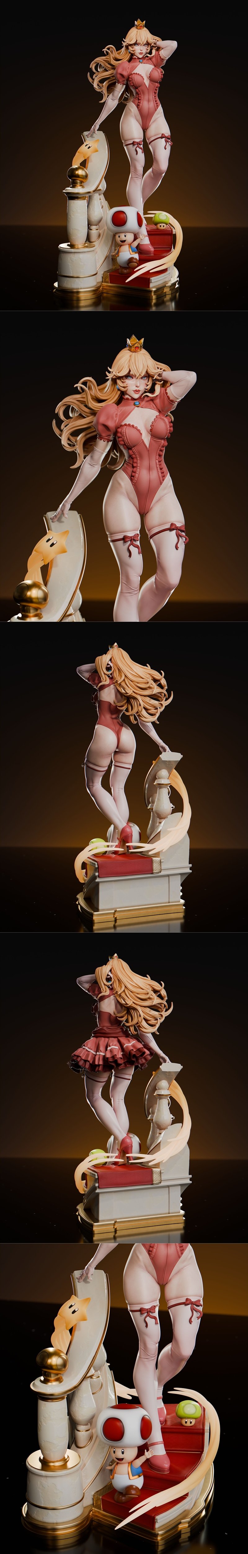 Abe3D - 花之公主 - 3D打印模型|Abe3D – Princess Peach – 3D Print Model STL