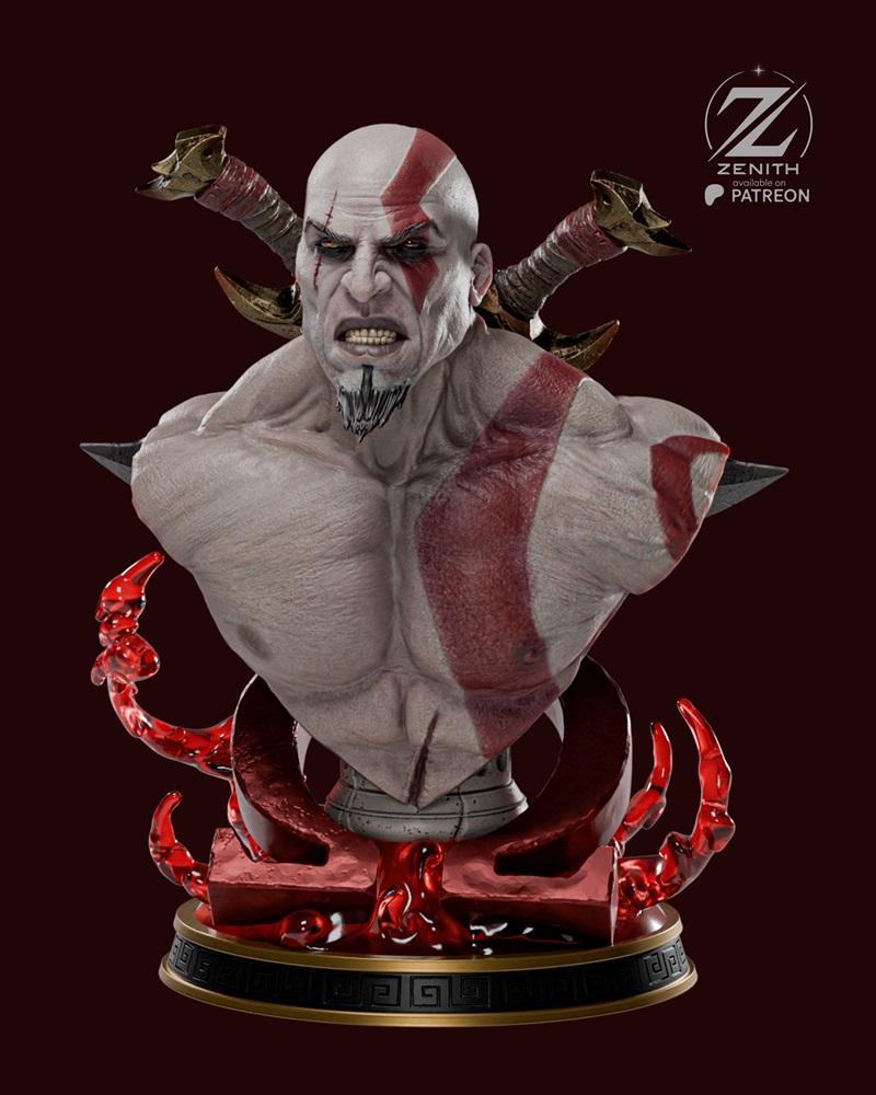 zenith工作室克洛诺斯雕像3D打印模型|Zenith Studios – Kratos Bust – 3D Print Model STL