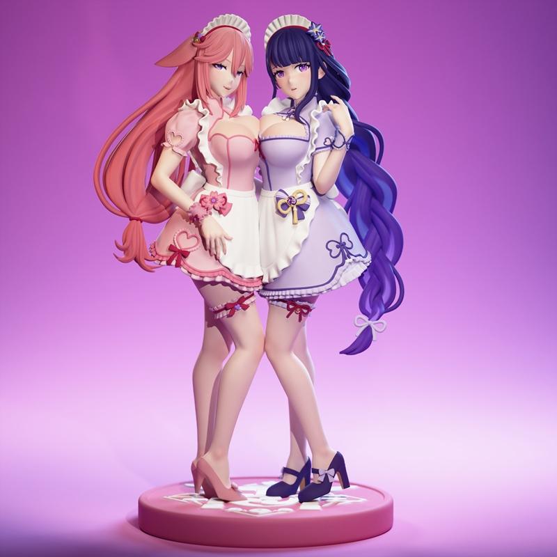 Eggma Studios旗下《雷电将军与叶月》3D打印模型STL|Eggma Studios – Raiden Shogun and Yae Miko – 3D Print Model STL