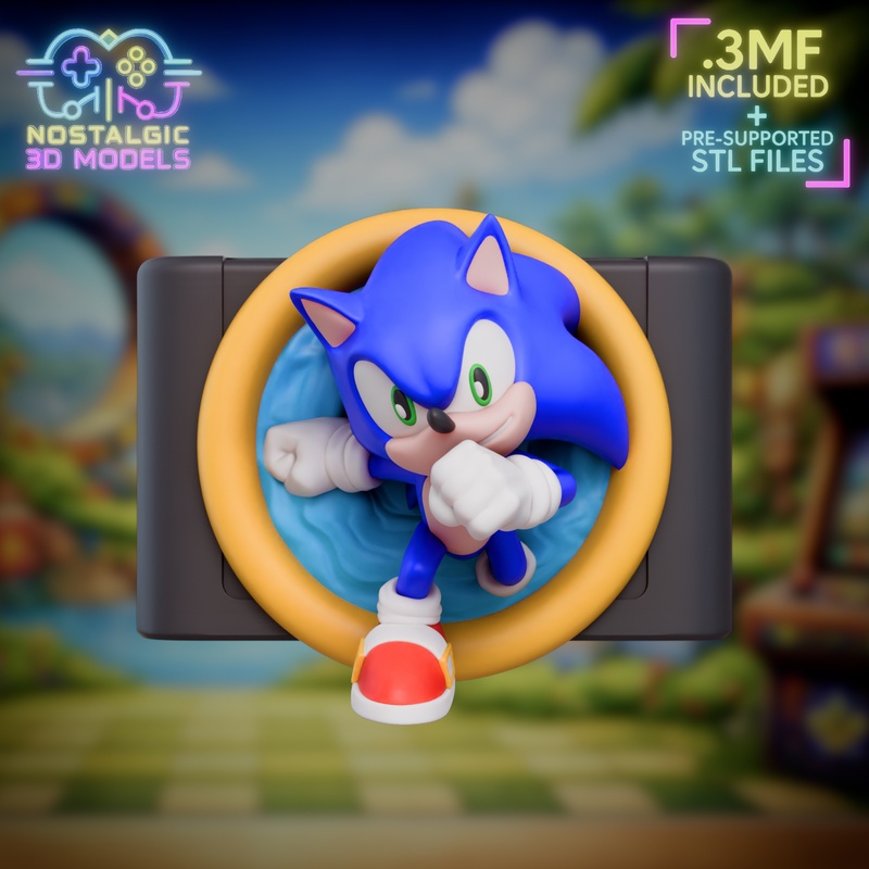 怀旧风3D打印模型：音轨卡带、钥匙链、墙饰及人物摆件套装|Nostalgic – Sonic Cartridge, Keychain, Wall Decor and Figure Package – 3D Print Model