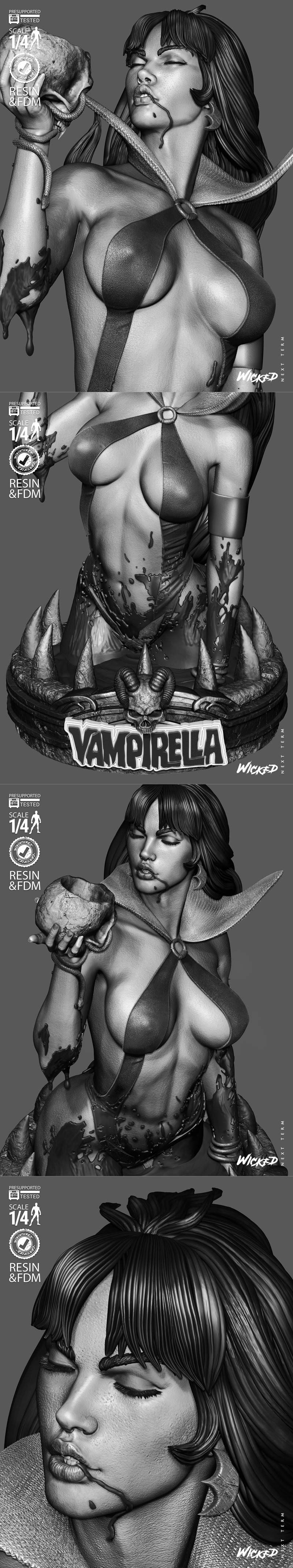 Wicked Vampirella 3D打印模型|Wicked – Vampirella Bust – 3D Print Model STL