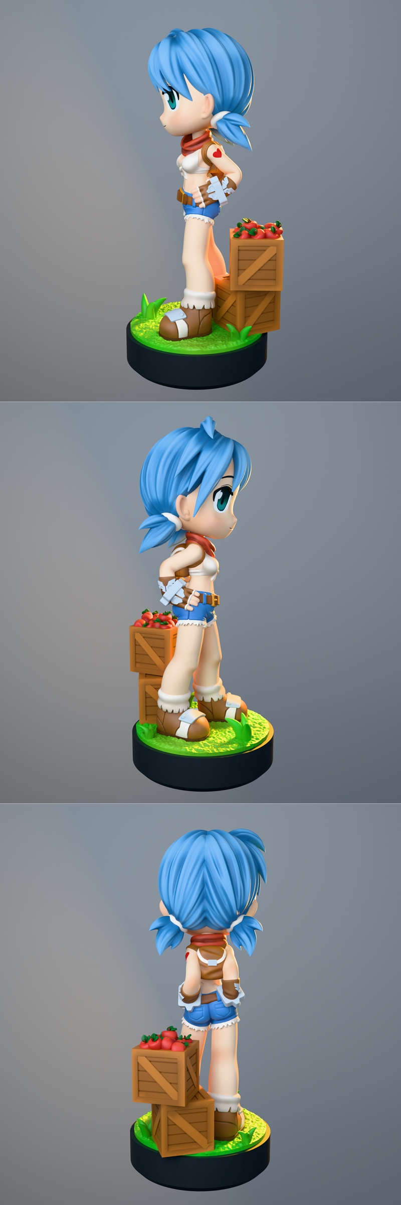 Ragnarok Online黑smith女孩3D打印模型|Chibi Land Figures – Blacksmith Girl – Ragnarok Online – Chibi – 3D Print Model STL