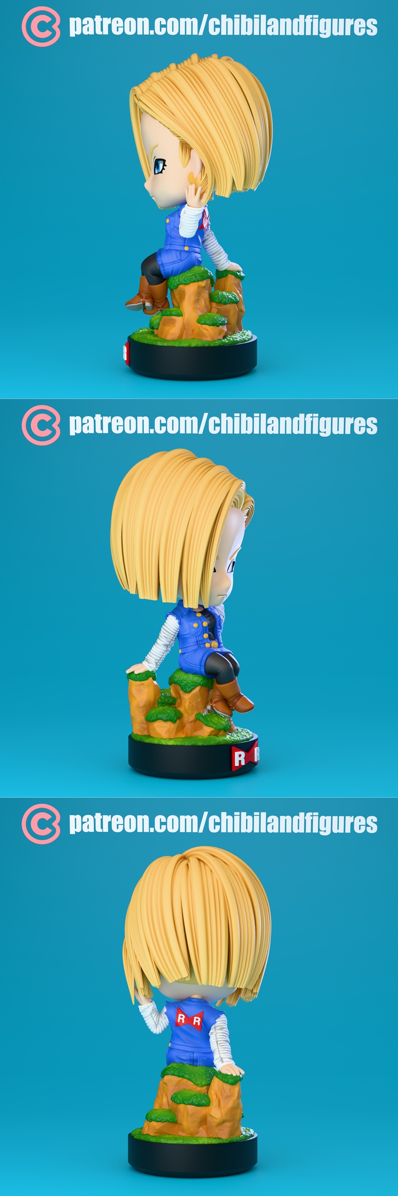 Android 18 3D打印模型|Chibi Land Figures – Android 18 – 3D Print Model STL