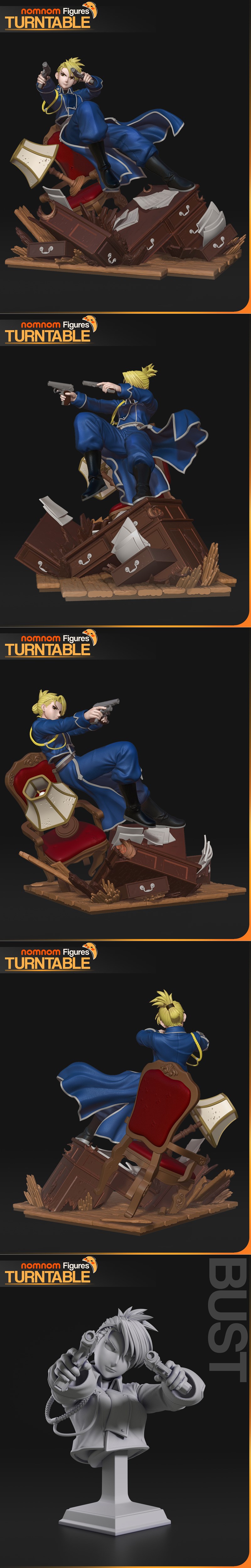 全金属铝chemist胡桃眼3D打印模型|Nomnom Figures – Rizza Hawkeye – Full Metal Alchemist – 3D Print Model STL