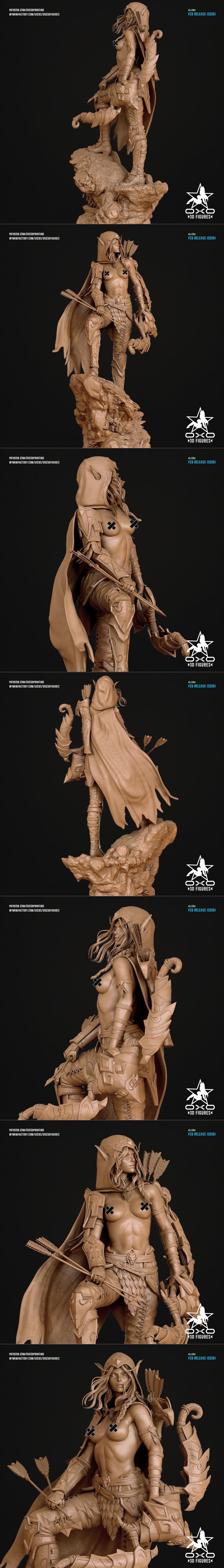 OXO3D迷你模型：所有瑞亚·风行者3D打印雕塑|OXO3D Figures – Alleria Windrunner Miniature NSFW Version – 3D Print Model STL