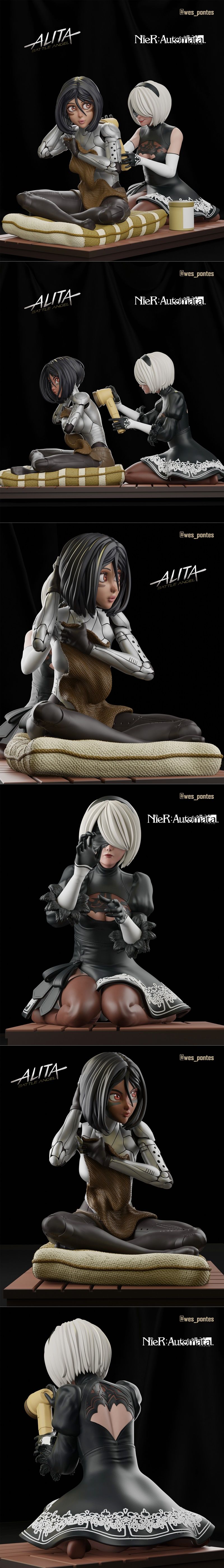 Gally（阿丽塔）与2B《尼尔：自动人形》3D打印模型|Gally (Alita) & 2B Nier Automata – 3D Print Model STL