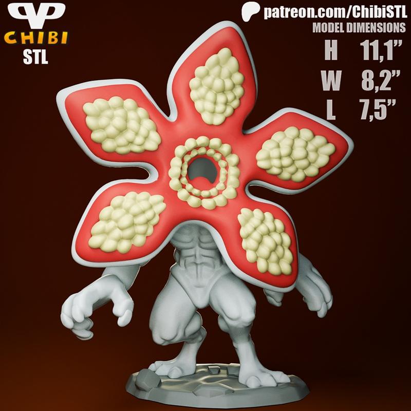 怪奇物语 Demogorgon 比例模型 3D打印文件|Stranger Things Demogorgon Chibi – 3D Print Model STL