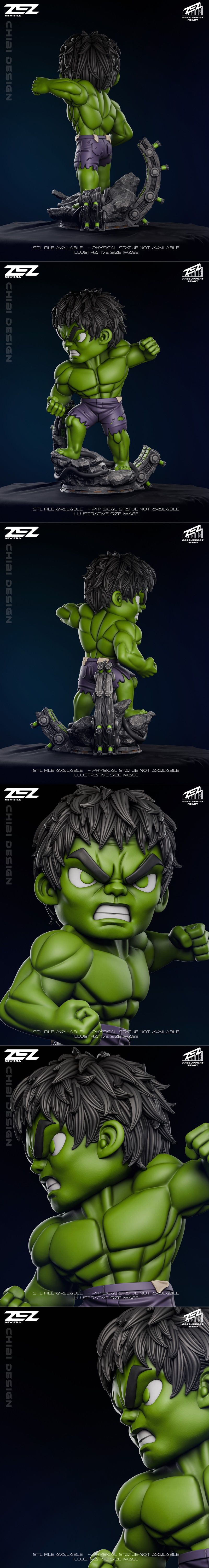 ZEZ工作室出品 - 赫尔克里克萌系模型 - 3D打印雕塑|ZEZ Studio – Hulk Chibi – 3D Print Model STL