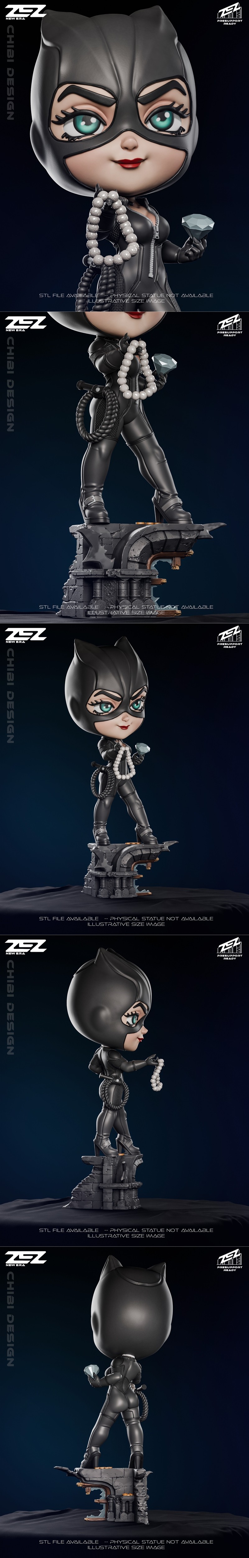 ZEZ工作室猫咪女侠Chibi形象3D打印模型|ZEZ Studio – Catwoman Chibi – 3D Print Model STL
