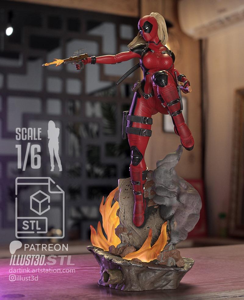 3D打印模型：死侍 Lady Deadpool|Lady Deadpool – 3D Print Model STL