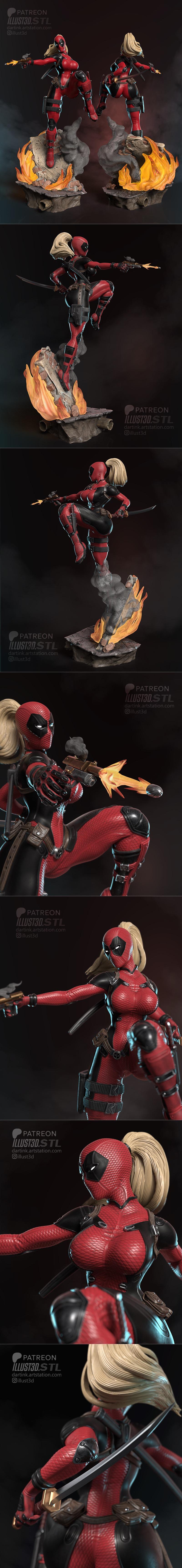 3D打印模型：死侍 Lady Deadpool|Lady Deadpool – 3D Print Model STL