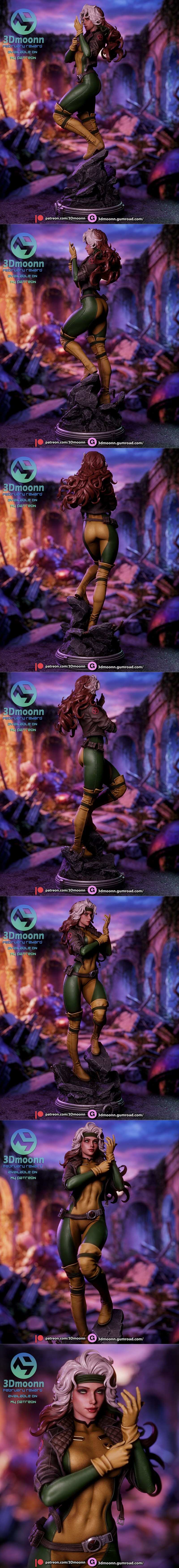 3D打印模型：X战警 Rogue 可打印角色造型|3Dmoonn – Rogue – X Men – 3D Print Model STL
