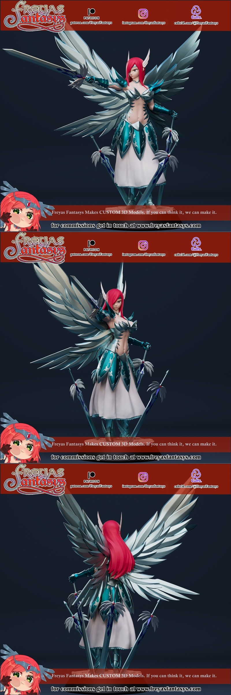 Fairy Tail 艾尔莎 3D打印模型|Freyas Fantasys – Erza Fairy Tail – 3D Print Model STL