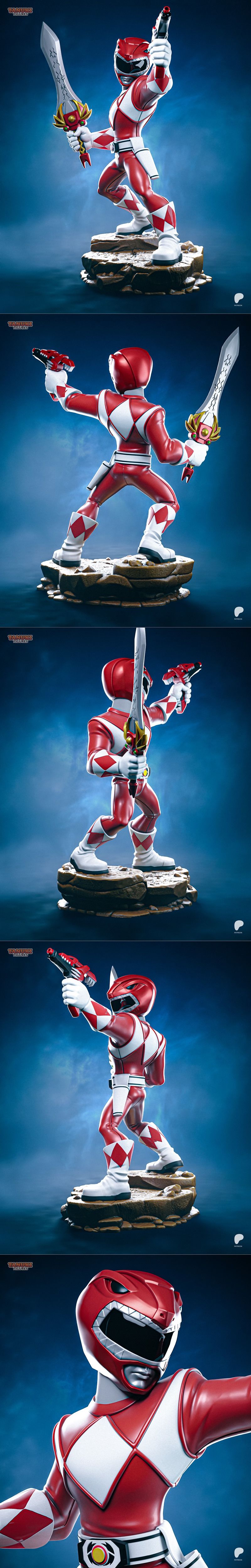 红战士3D打印模型|Tanuki Figures – Red Ranger – Power Ranger – Toon – 3D Print Model STL