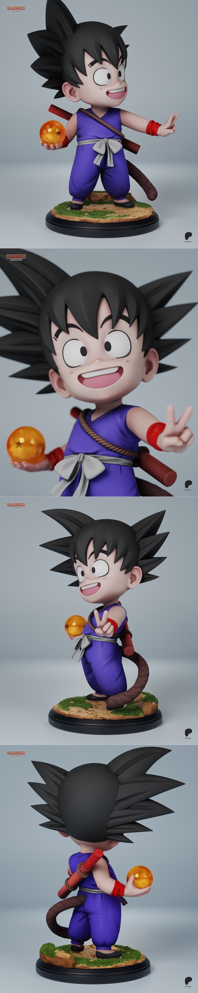 龙珠小悟空3D打印模型|Tanuki Figures – Goku – Dragon Ball – Chibi – 3D Print Model STL