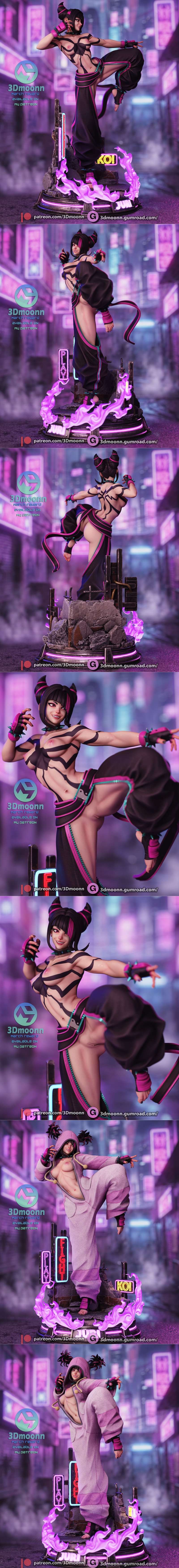 3D打印模型：街霸 Juri Han 可动人偶|3Dmoonn – Juri Han – street fighter – 3D Print Model STL