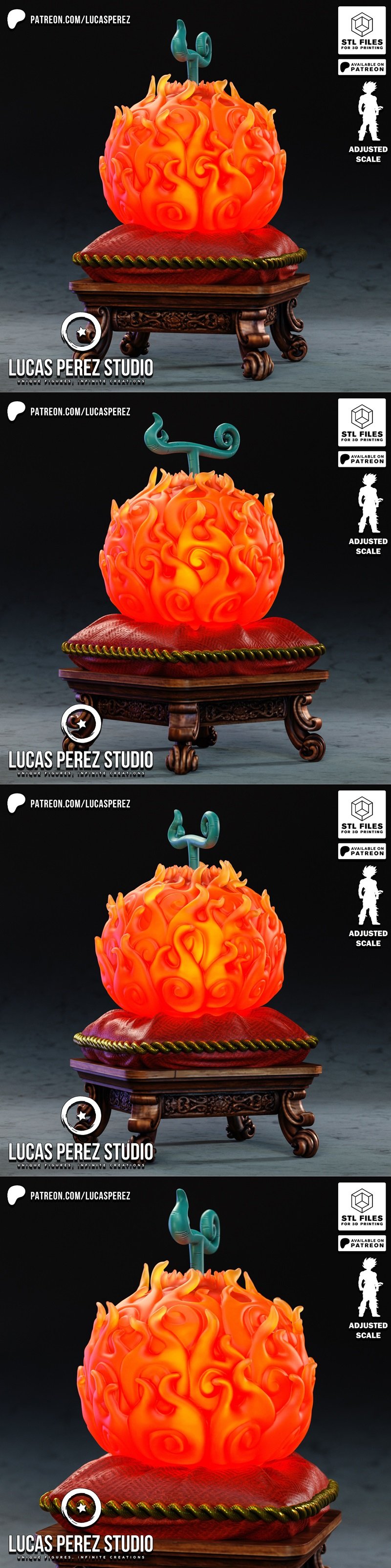 卢卡斯·佩雷斯 - 火焰果实 - 3D打印模型|Lucas Perez – Mera Mera no Mi – Flame Fruit – 3D Print Model STL