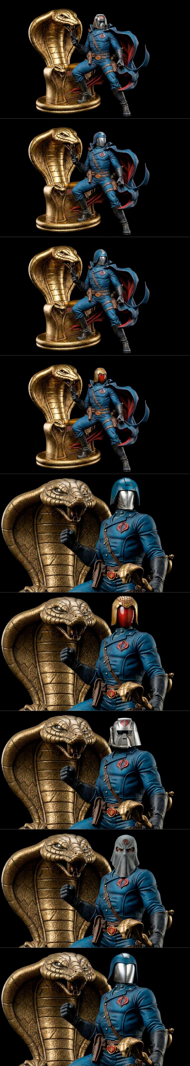 黑鹰定制 - 蛇发女郎 - 柯布拉指挥官 3D打印模型|Black Owl Customs – Cobra Commander – 3D Print Model STL